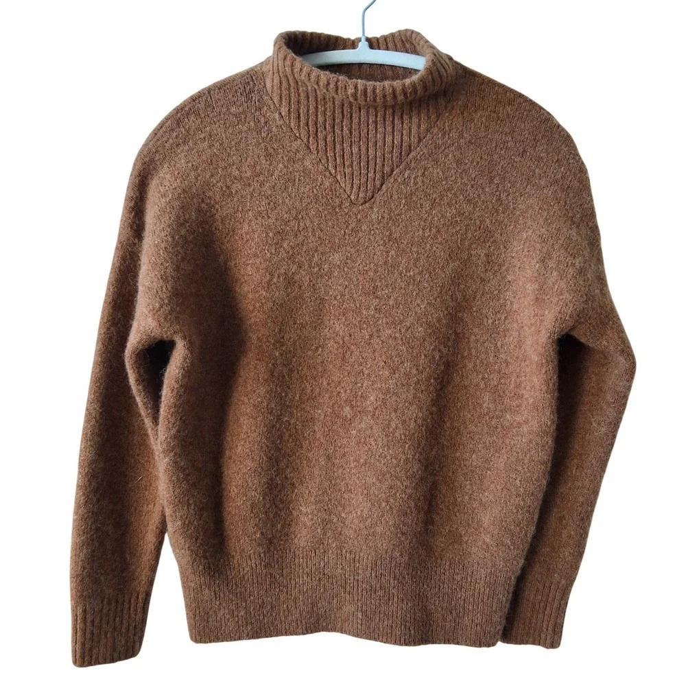 Madewell Mock Neck‎ Sweater Womens XS Rust Brown Wool Alpaca Blend Knit Pullover